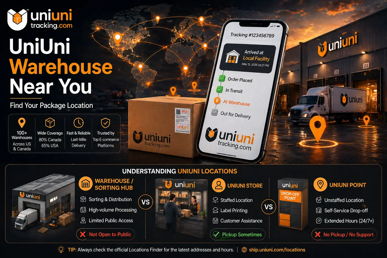 UniUni Warehouse Near Me – Full Updated List & Maps (US + Canada) 2026